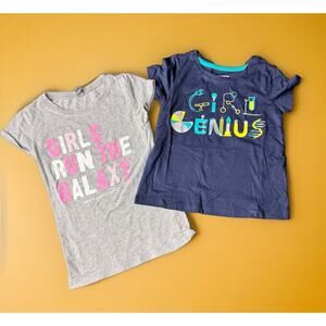 Spotted Zebra Girl Toddler Size 4T Genius Navy Short Sleeve T-shirt 100% Cotton